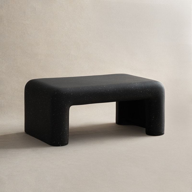 12" Low Profile Organic Sculptural Coffee Table, Modern Accent Table for Indoor & Outdoor Living Spaces