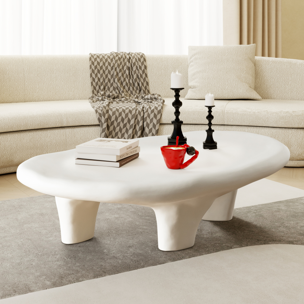 47" Iregular Cloud Shaped Fiberglass Low Profile Coffee Table