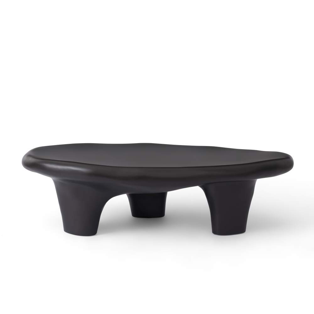 Black 47" Iregular Cloud Shaped Fiberglass Low Profile Coffee Table