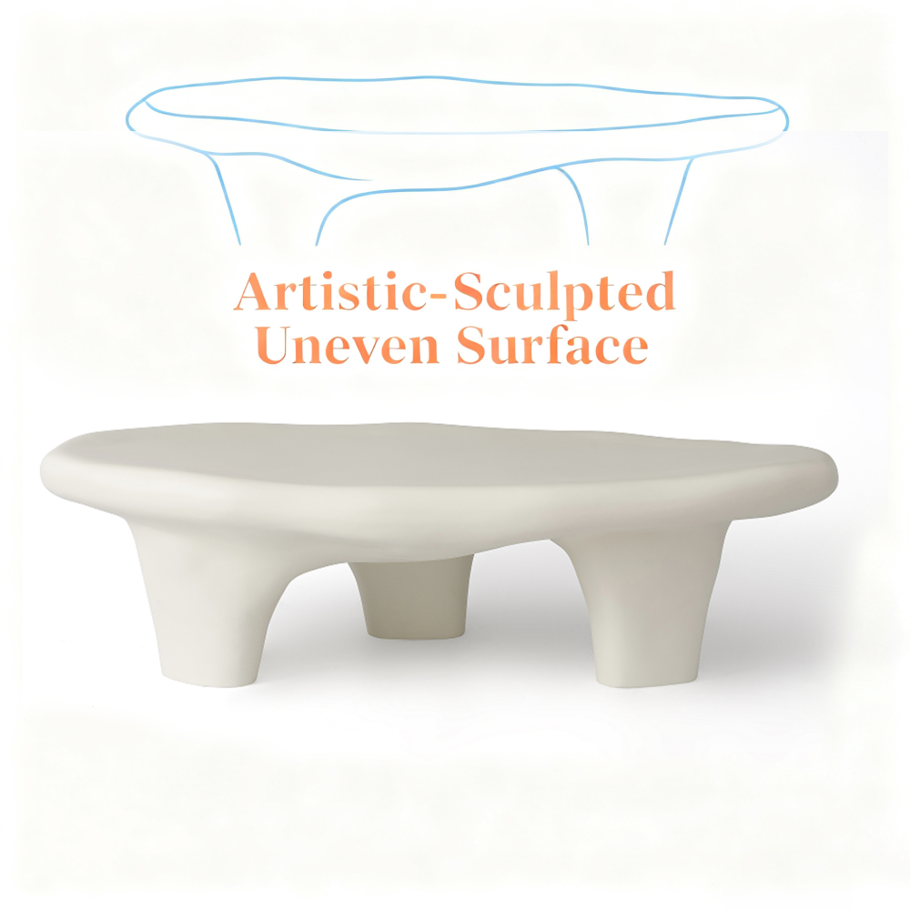 47" Iregular Cloud Shaped Fiberglass Low Profile Coffee Table