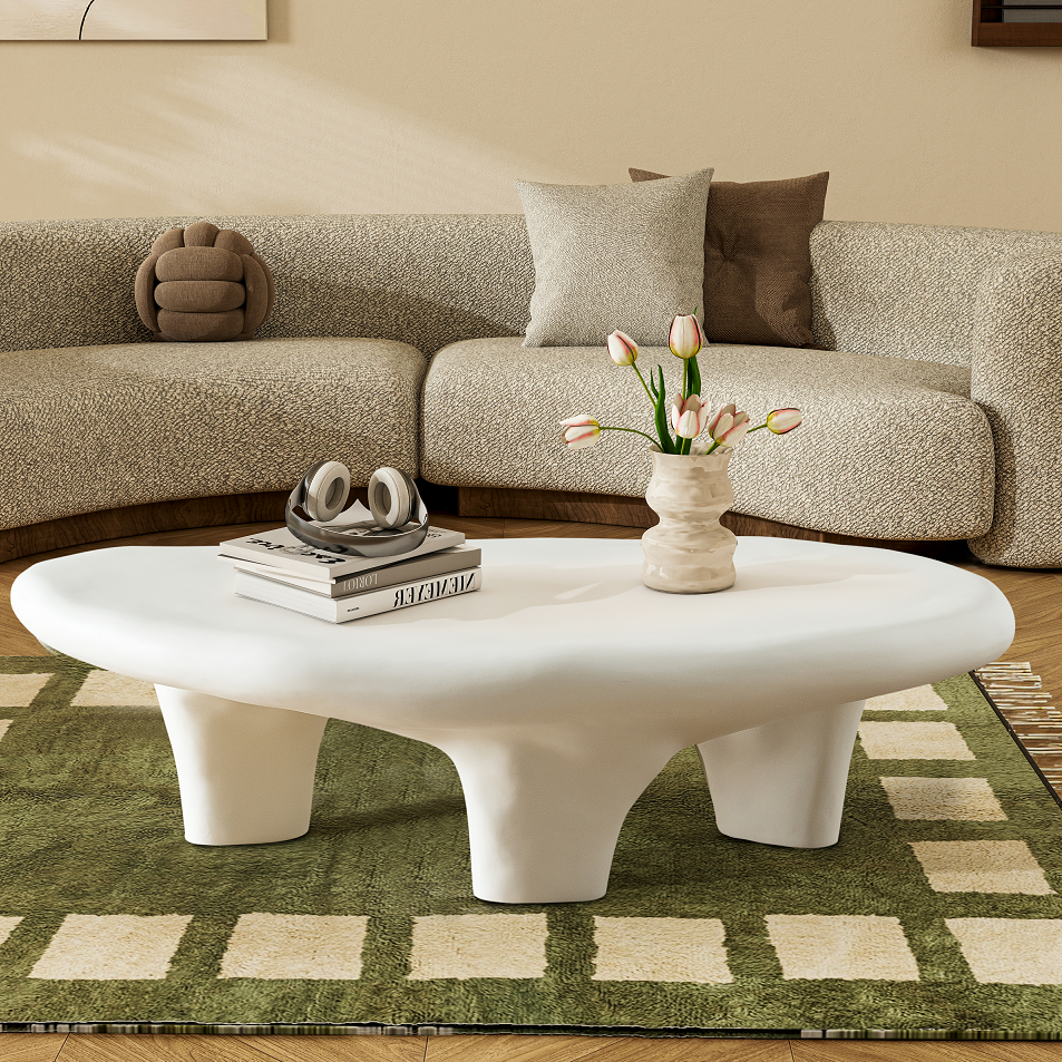 47" Iregular Cloud Shaped Fiberglass Low Profile Coffee Table