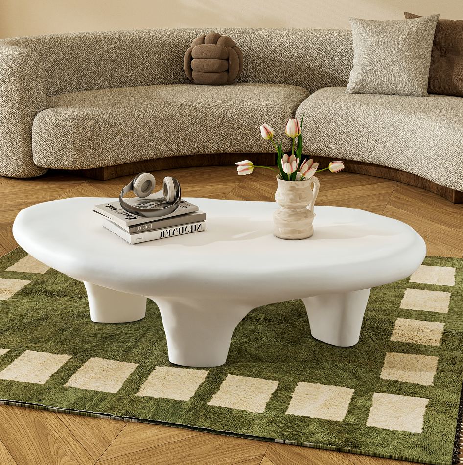 47" Iregular Cloud Shaped Fiberglass Low Profile Coffee Table