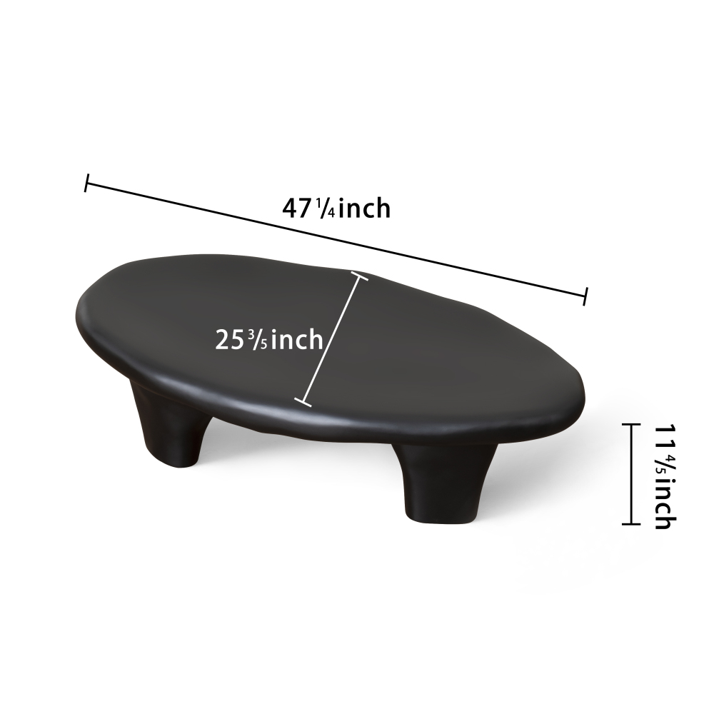 Black 47" Iregular Cloud Shaped Fiberglass Low Profile Coffee Table