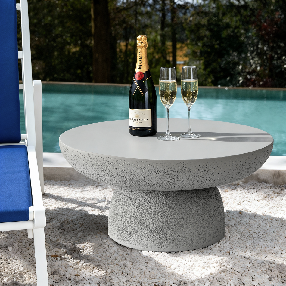 Grey Travertine Round Coffee Tables Accent Center Table