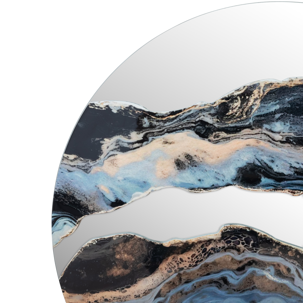 23.6" Artistic Marble Patterned Round Wall Mirror