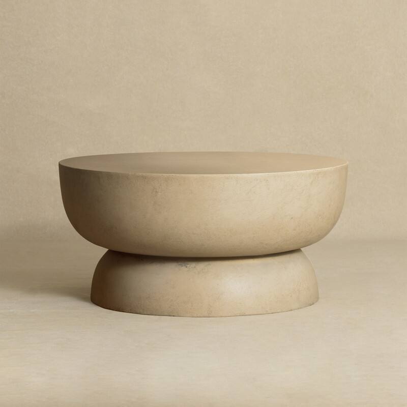 11.4" Concrete Round Low Profile End Table
