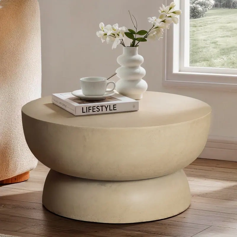 11.4" Concrete Round Low Profile End Table