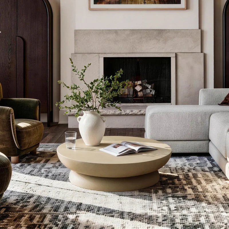 31.5" Low-Profile Round Concrete Coffee Table
