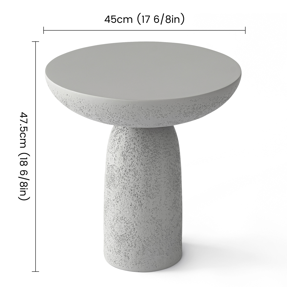 18'' Tall Round Gray Pedestal Side Table, Modern Hourglass End Table with Stone Texture