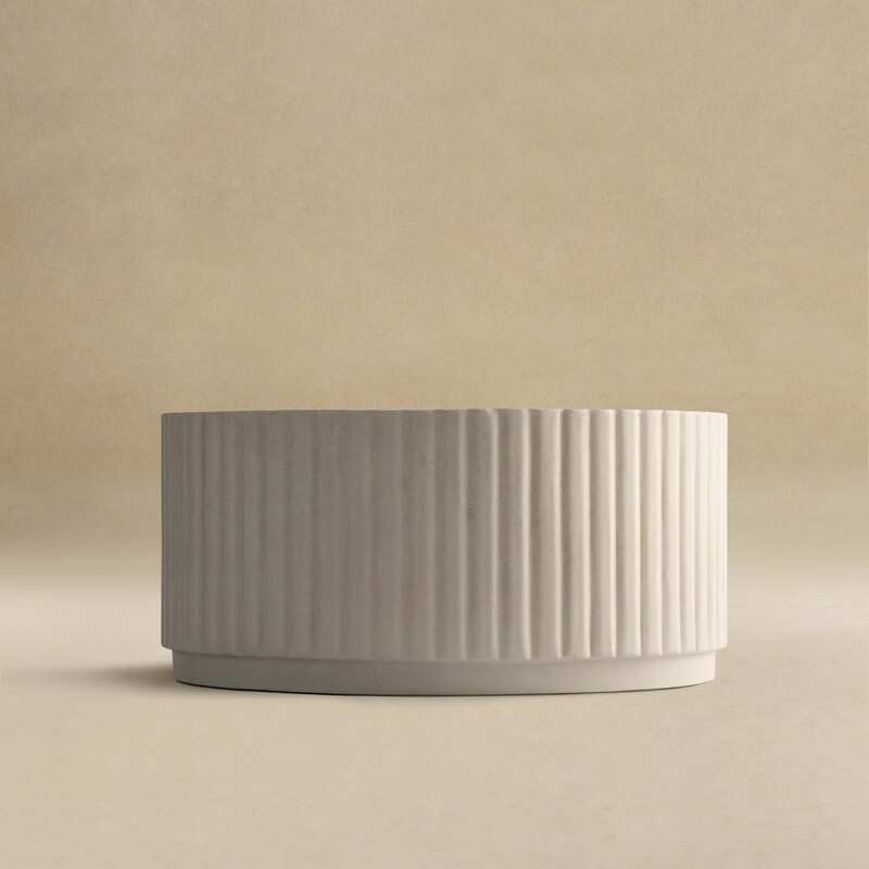 Modern Ribbed Round Concrete Coffee Table