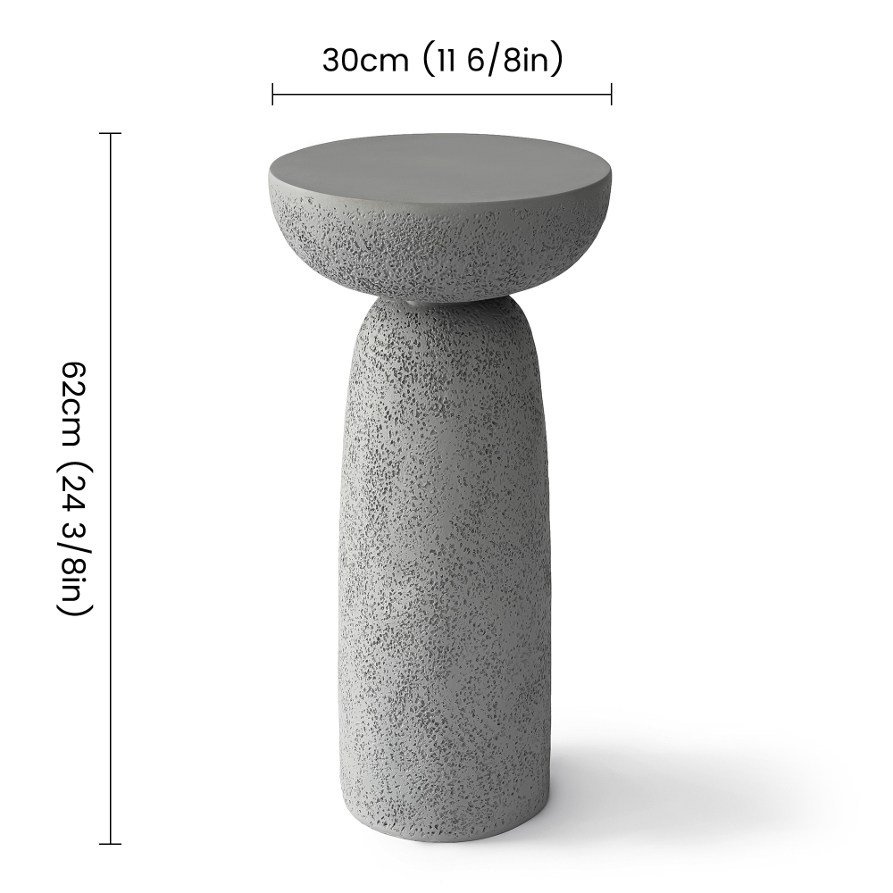 Grey Travertine Stone Finish End Table Accent Side Table