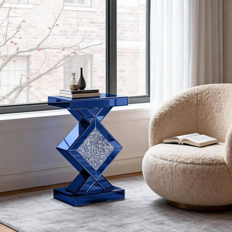 Gery Tall Mirrored Glass Pedestal End Table
