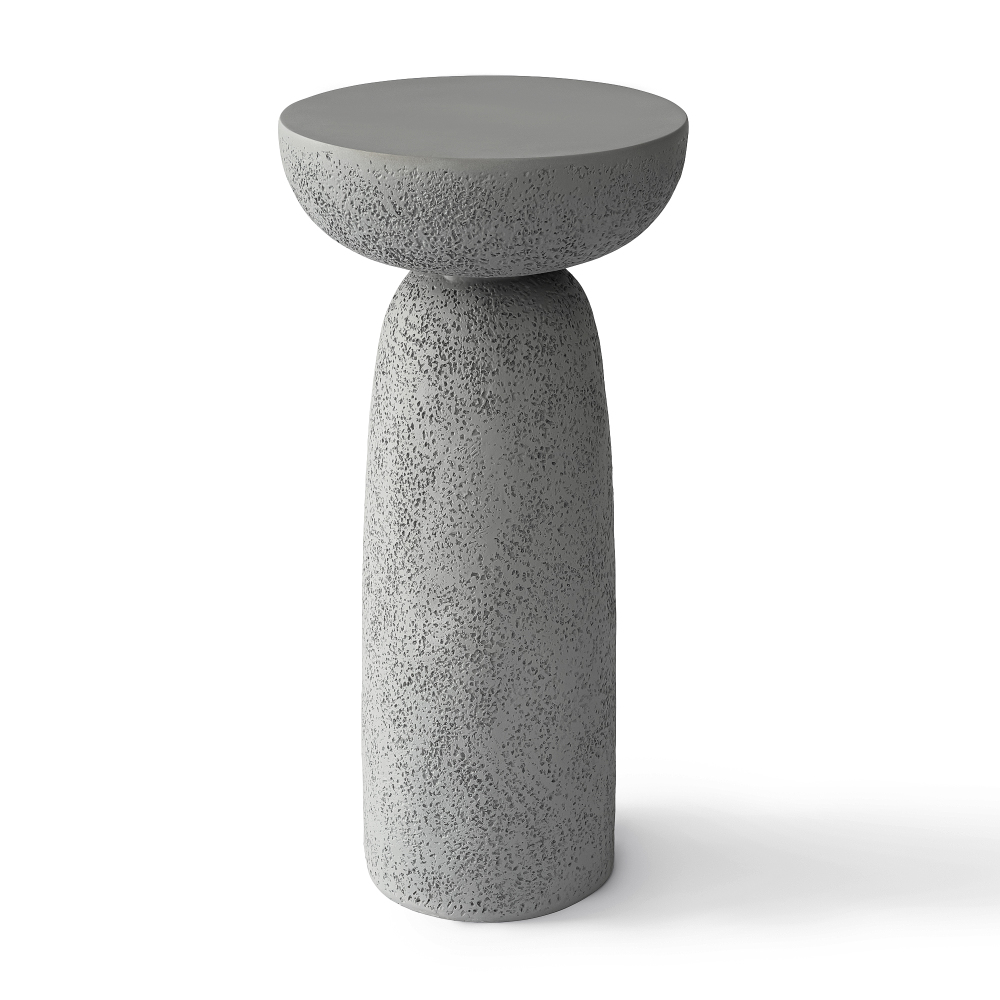Grey Travertine Stone Finish End Table Accent Side Table