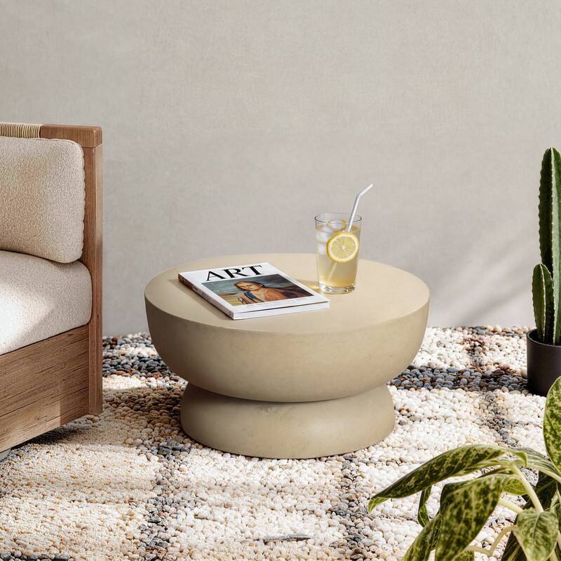 11.4" Concrete Round Low Profile End Table