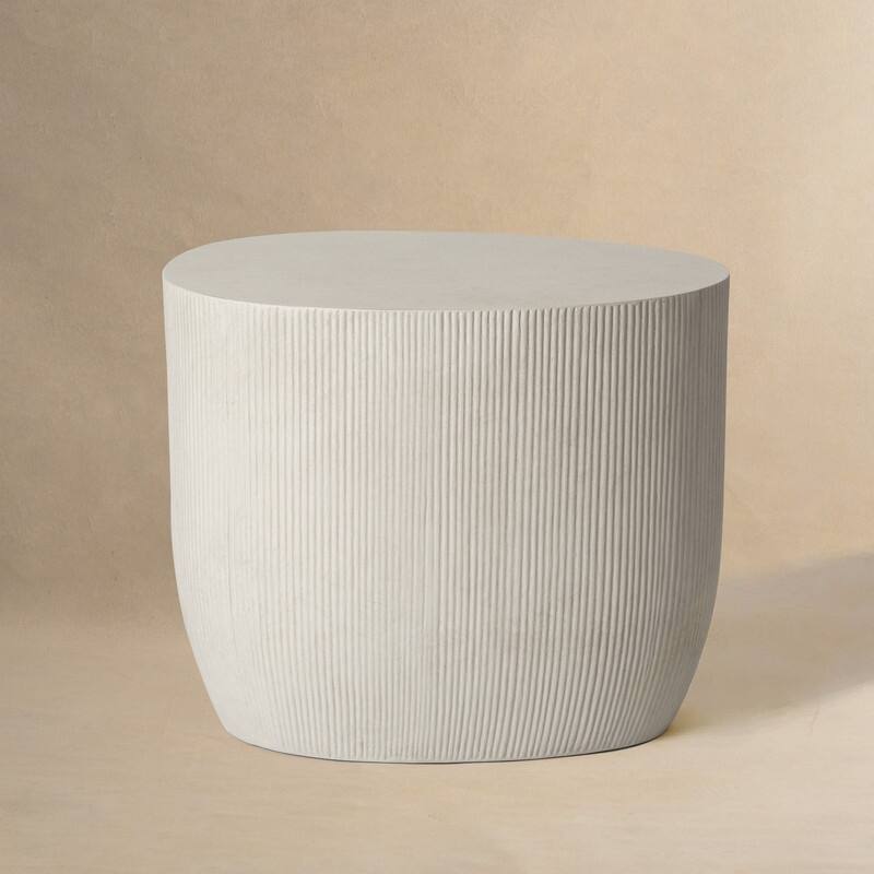 24" Fluted MgO Modern Round Accent Table