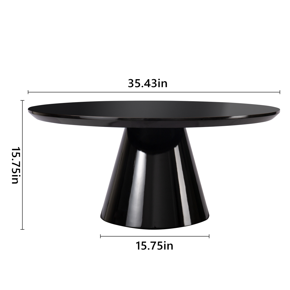Modern Round Coffee Table with Cone-Shaped Base