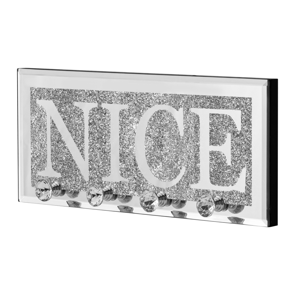 Mirrored Nice Key Holder with Crystal Hooks