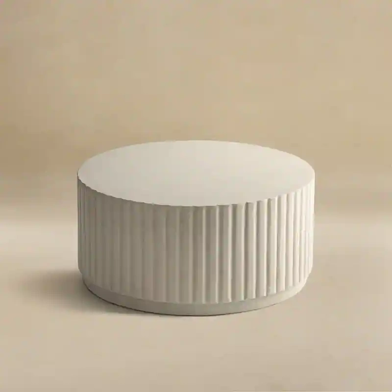 Modern Ribbed Round Concrete Coffee Table