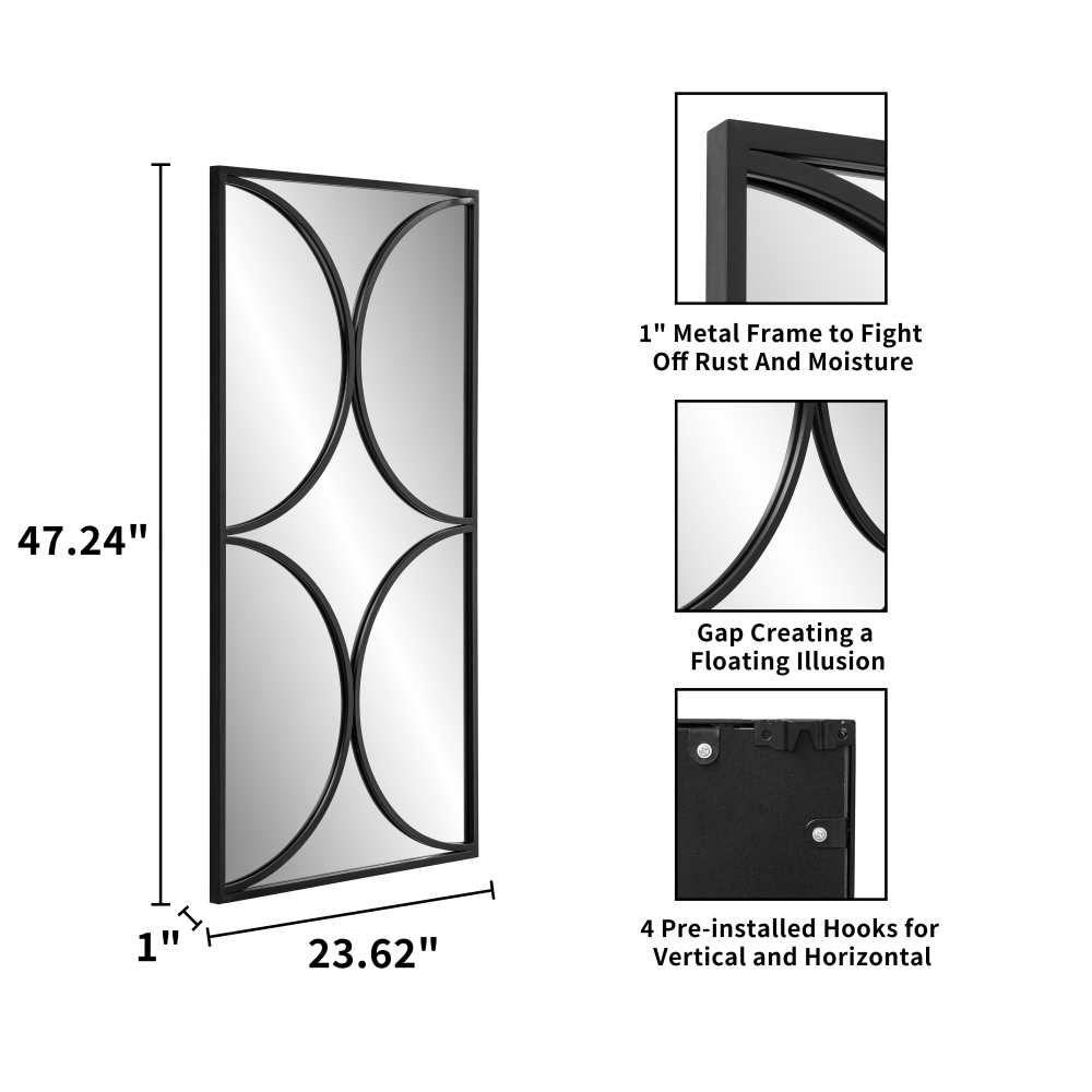 Black Antique  47.2" Modern Decorative Wall Mirror