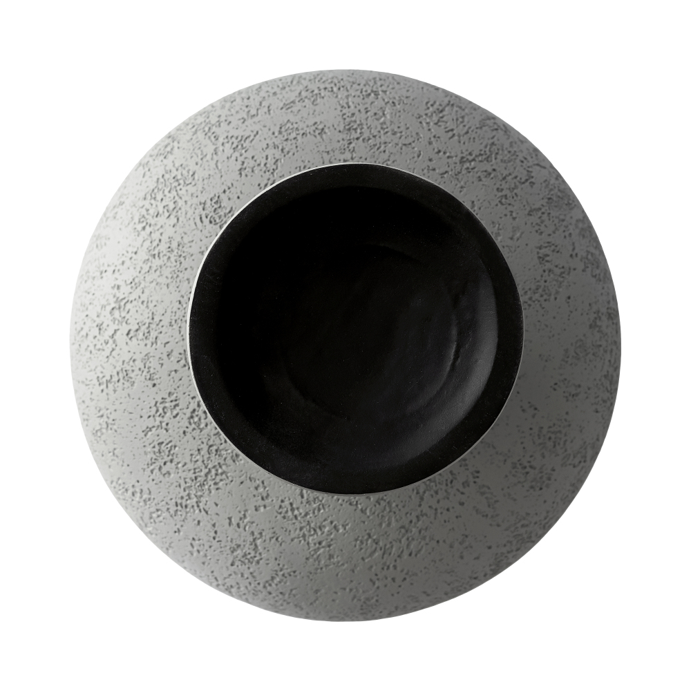 18'' Tall Round Gray Pedestal Side Table, Modern Hourglass End Table with Stone Texture