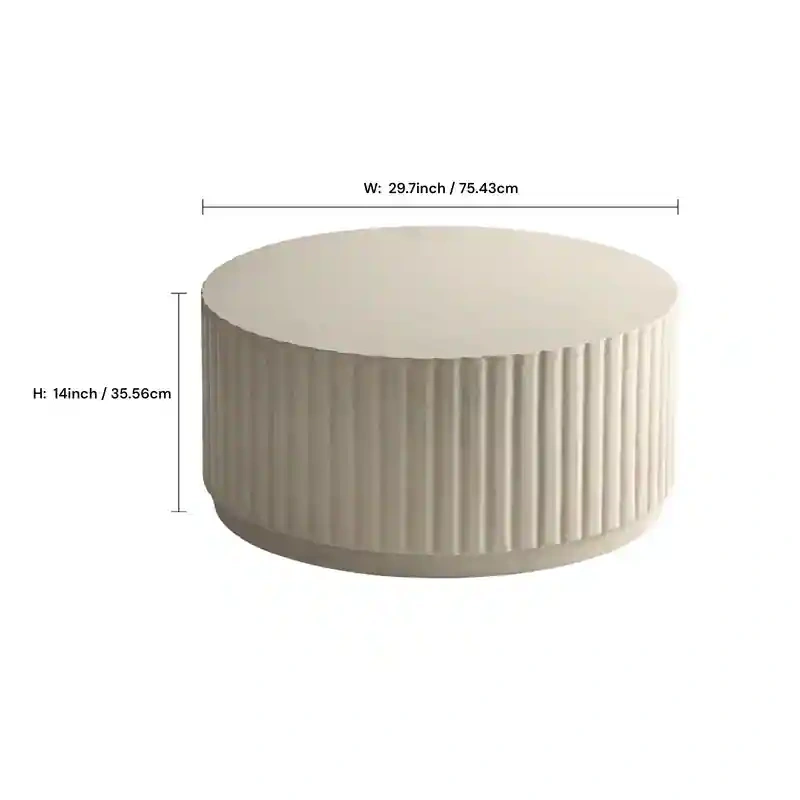 Modern Ribbed Round Concrete Coffee Table