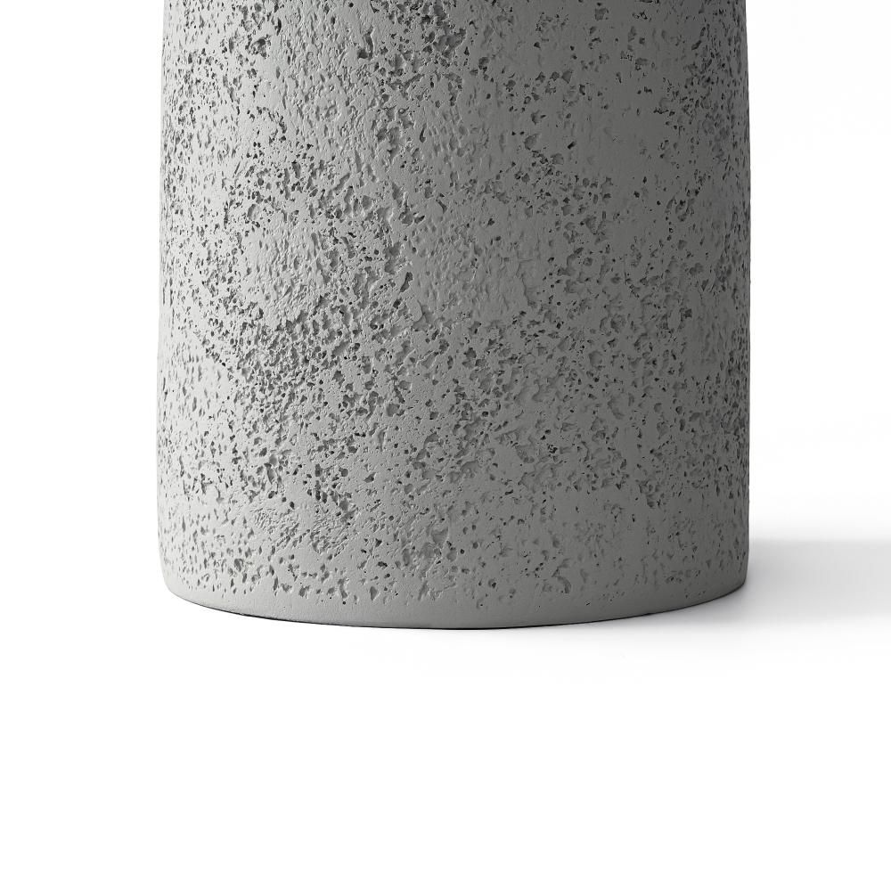 18'' Tall Round Gray Pedestal Side Table, Modern Hourglass End Table with Stone Texture
