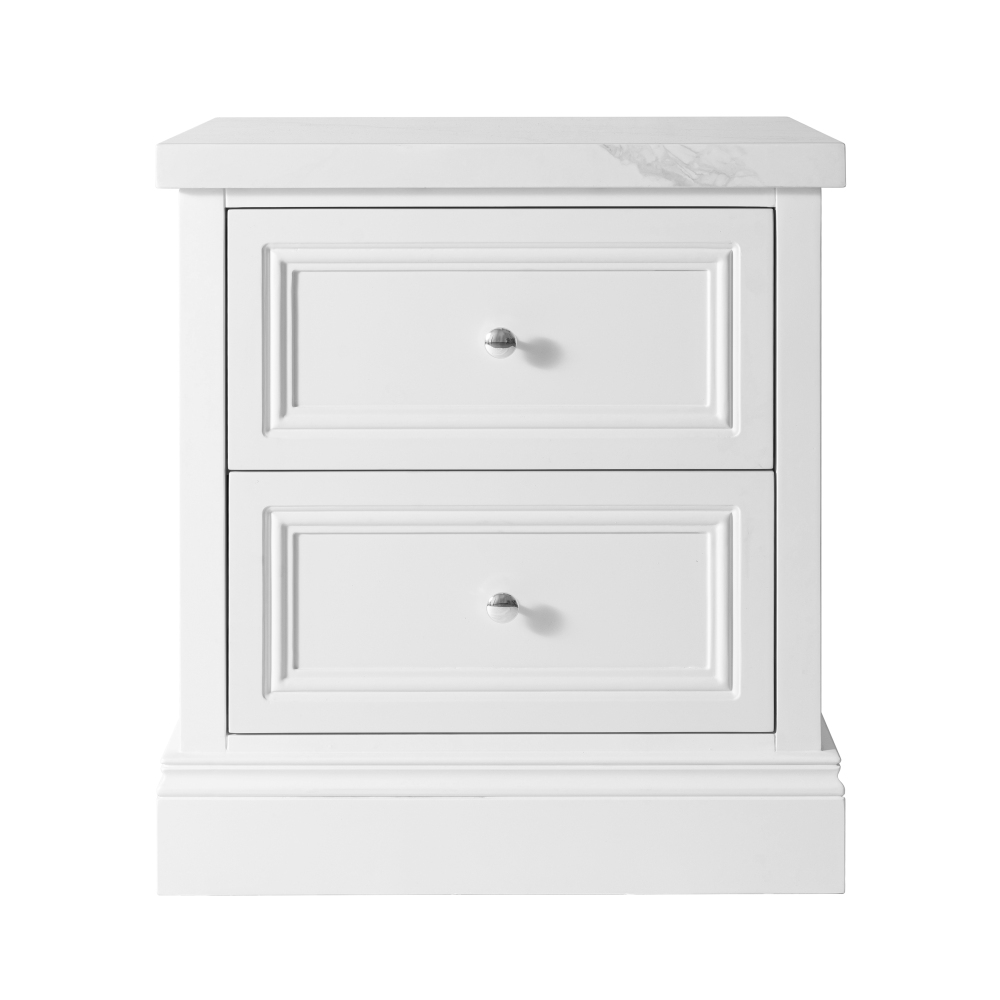 2-Drawer Nightstand with Faux Marble Top