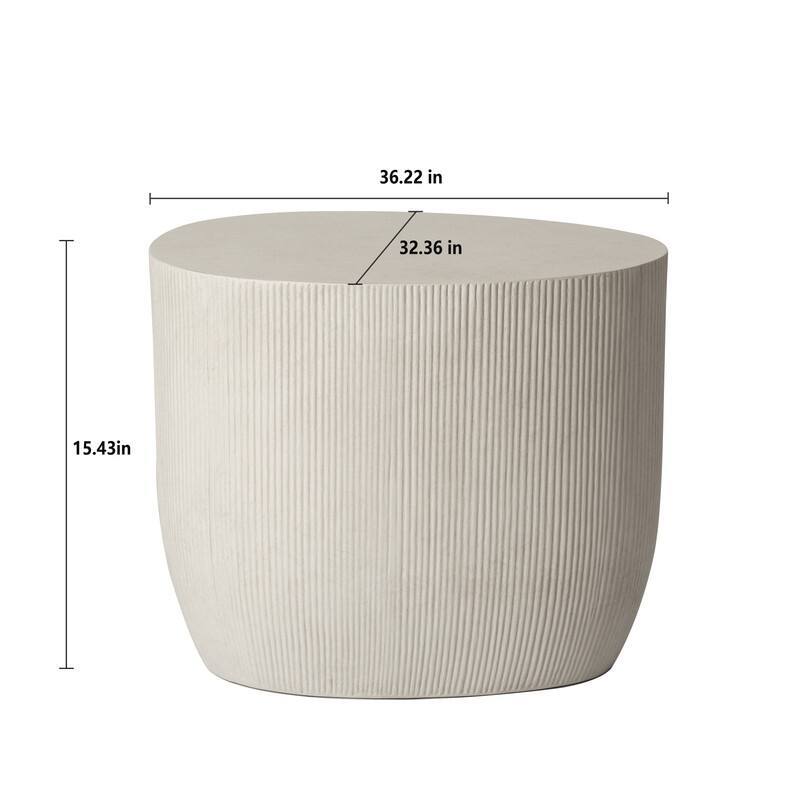 24" Fluted MgO Modern Round Accent Table