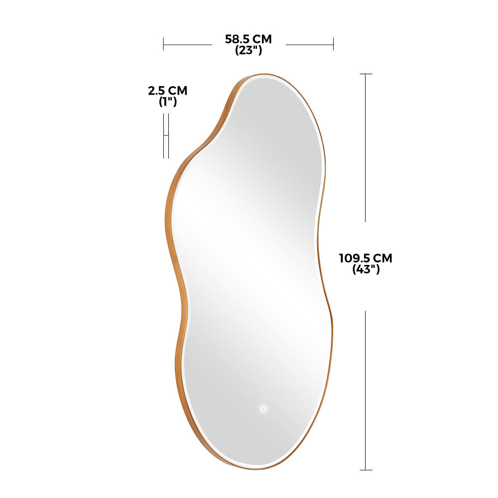 LED-Accented Asymmetrical Metal Wall Mirror
