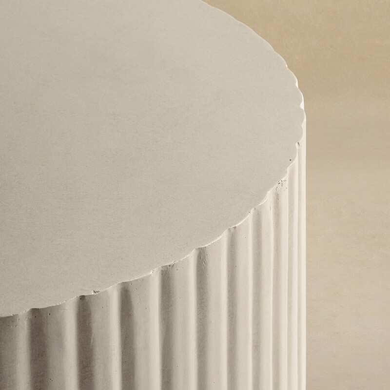 Modern Ribbed Round Concrete Coffee Table