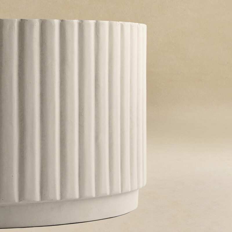 Modern Ribbed Round Concrete Coffee Table
