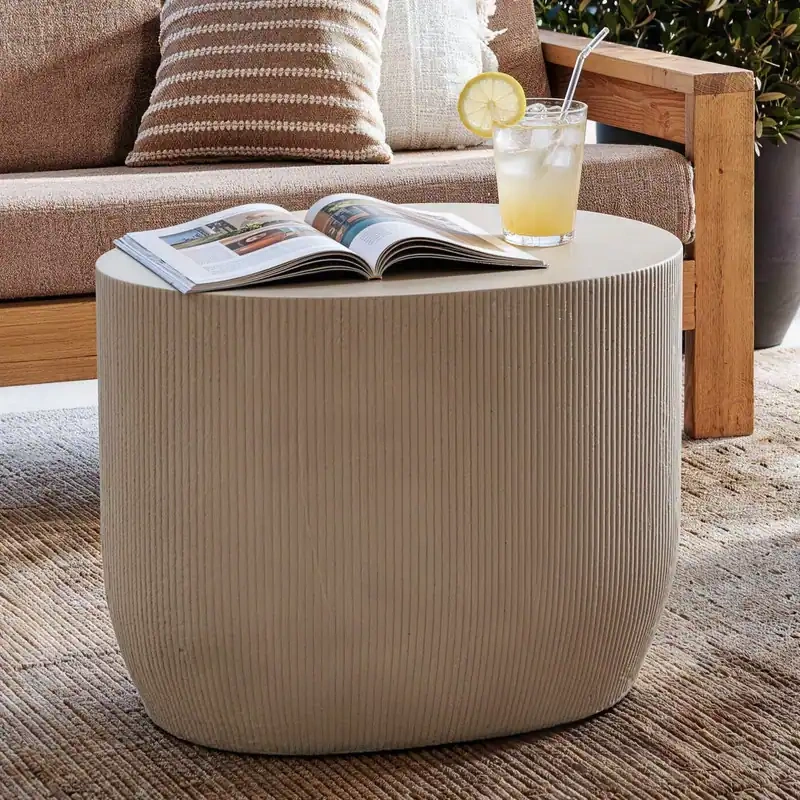 24" Fluted MgO Modern Round Accent Table
