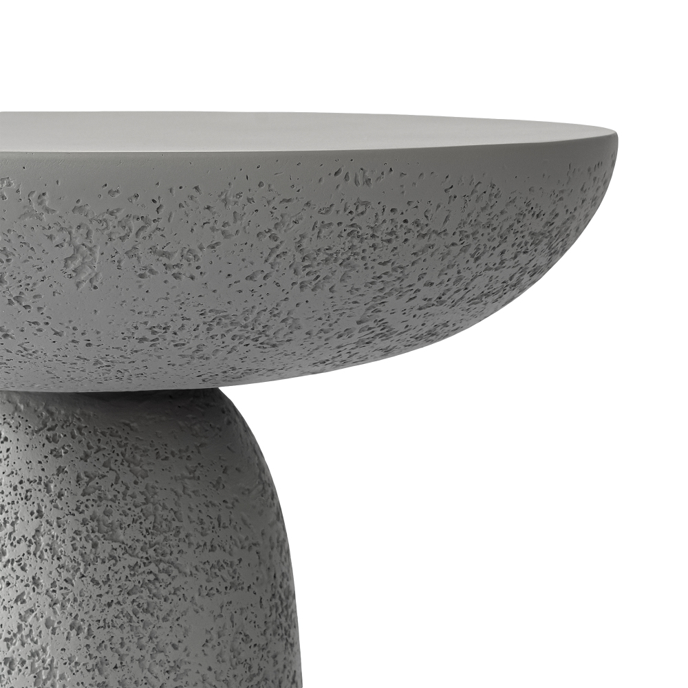 18'' Tall Round Gray Pedestal Side Table, Modern Hourglass End Table with Stone Texture