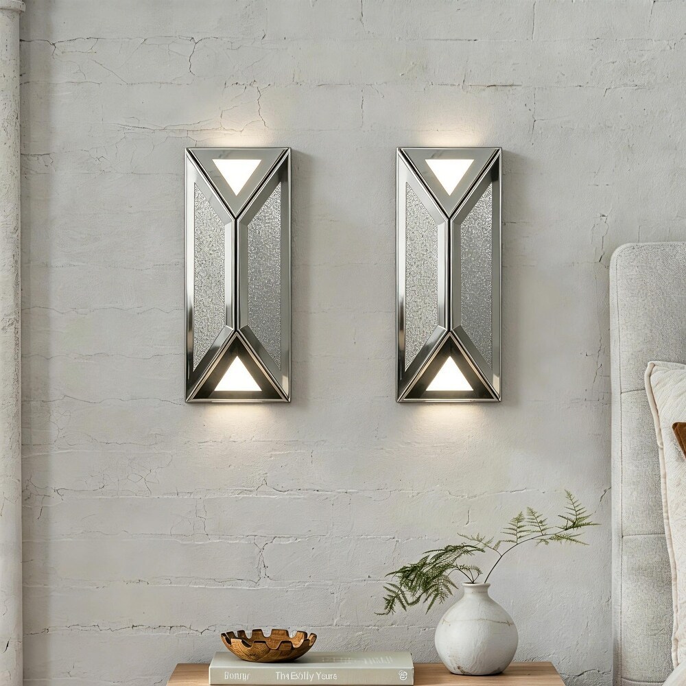 2-Pack Mirrored Wall Sconce LED Indoor Wall Light