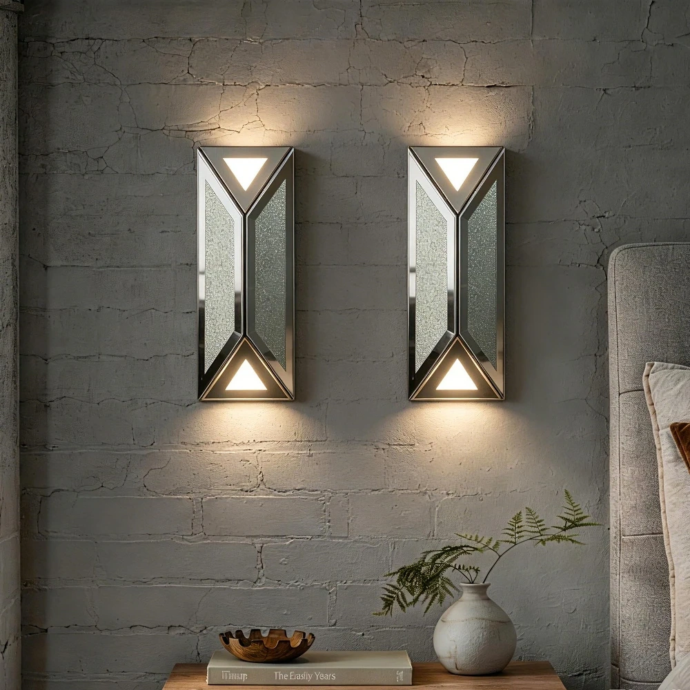 2-Pack Mirrored Wall Sconce LED Indoor Wall Light