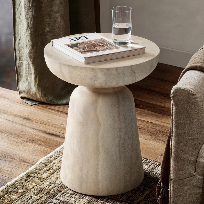 15.7" Mushroom-Shaped Fiberglass End Table