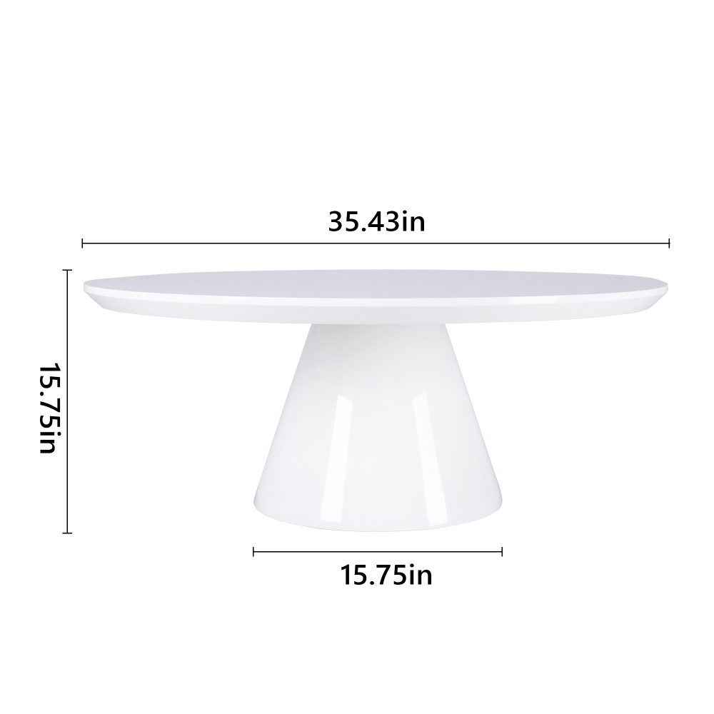 Modern Round Coffee Table with Cone-Shaped Base