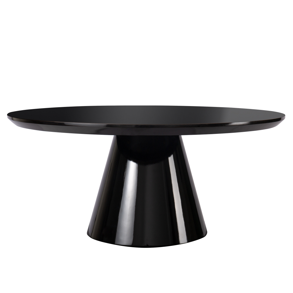 White Modern Cone Coffee Table for Living Room, High Gloss Finish, 35.4in Diameter