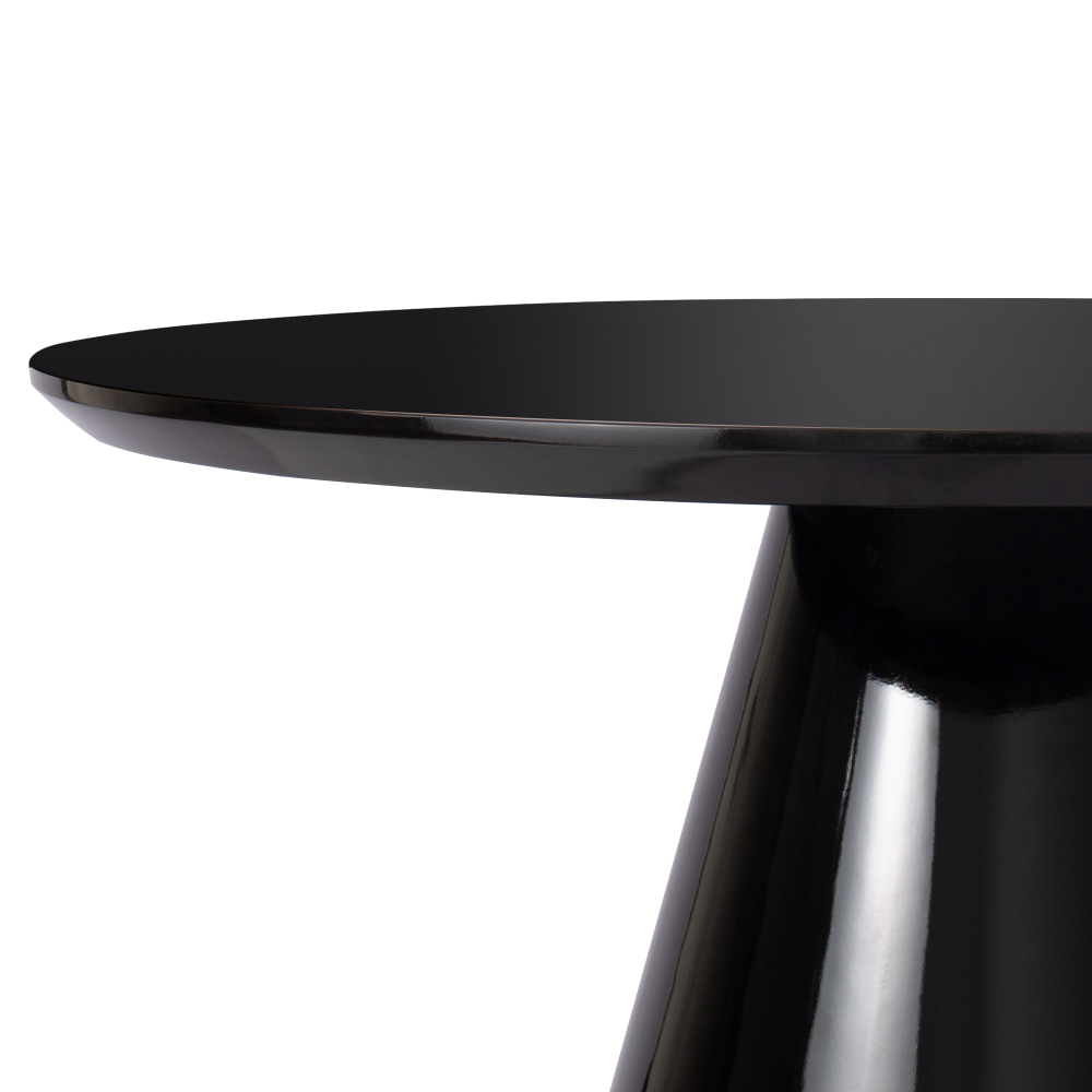 White Modern Cone Coffee Table for Living Room, High Gloss Finish, 35.4in Diameter