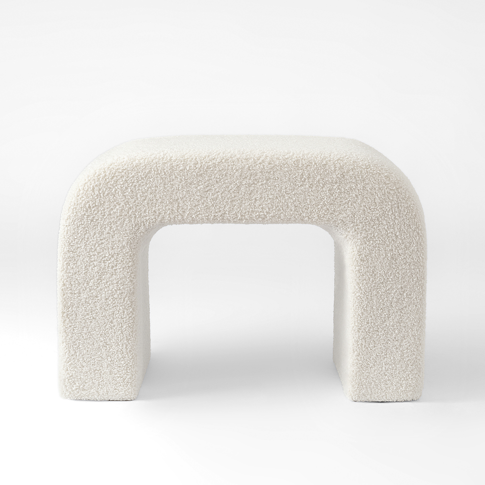 Upholstered Accent Stool with Modern U-Shaped Design, Compact Footstool