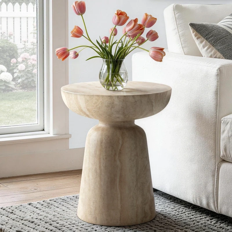 15.7" Mushroom-Shaped Fiberglass End Table