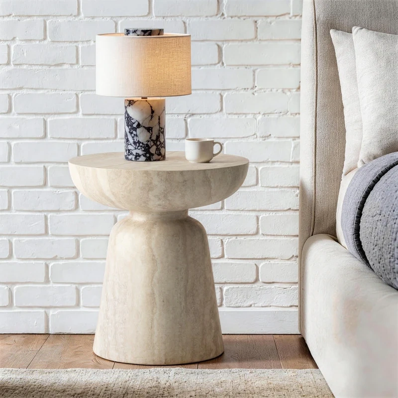 15.7" Mushroom-Shaped Fiberglass End Table