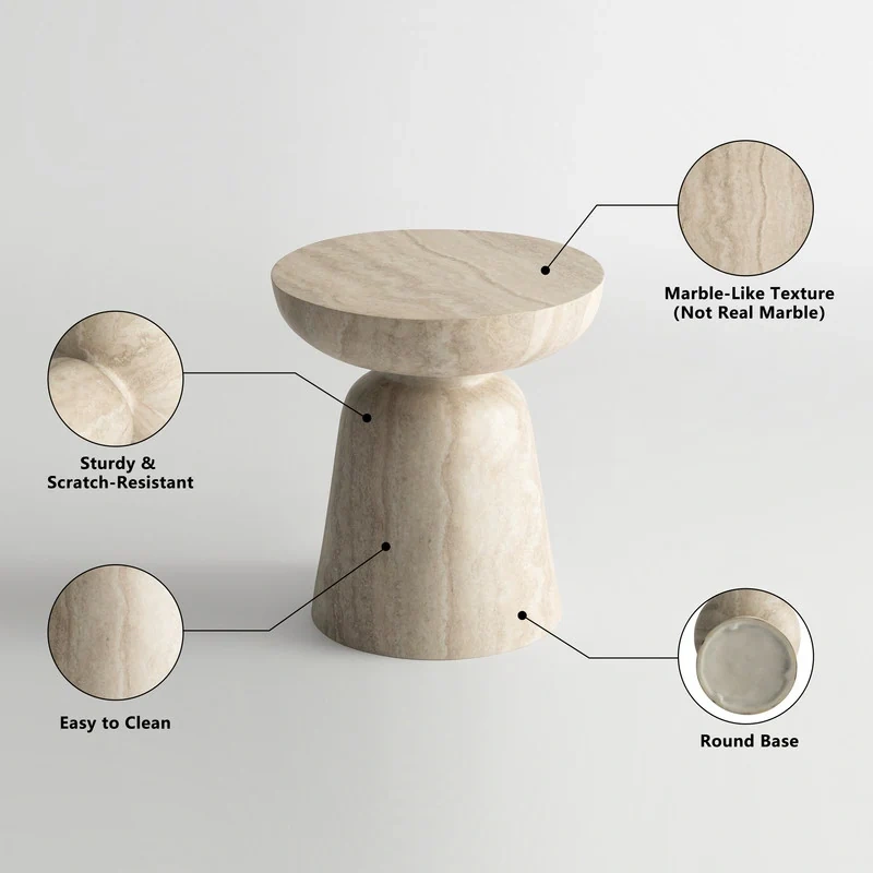 15.7" Mushroom-Shaped Fiberglass End Table