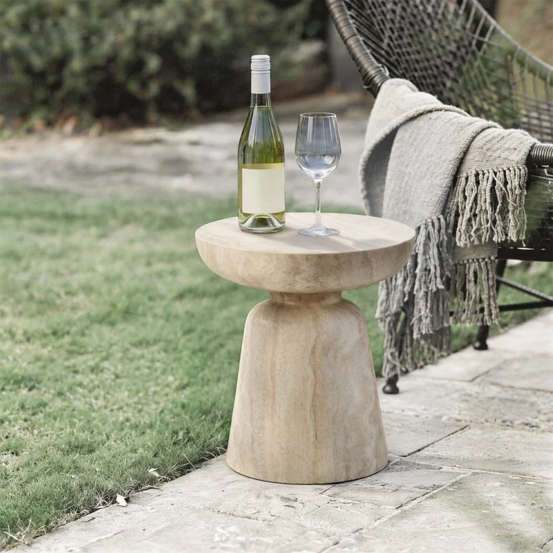 15.7" Mushroom-Shaped Fiberglass End Table