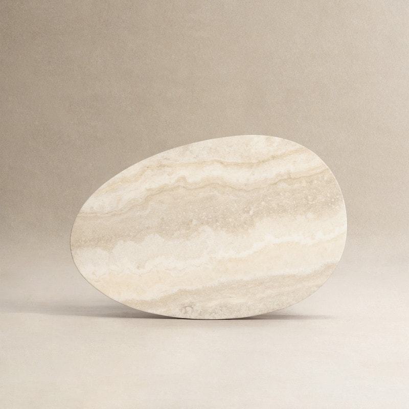 Round Fiberglass Asymmetrical Pebble End Table