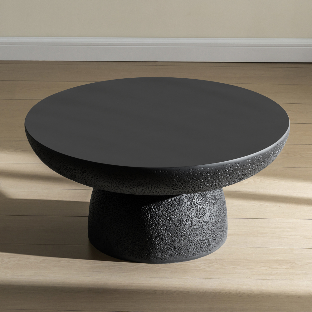 Black Travertine Round Coffee Tables Accent Center Table