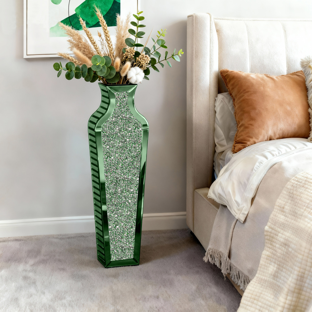 148 Green Handmade Crystal Glass Floor Vase 26.8"