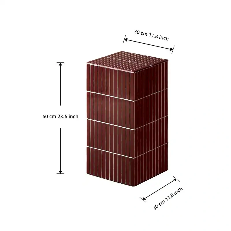 23.6" H Grid-Tiled Modern Square Accent Table