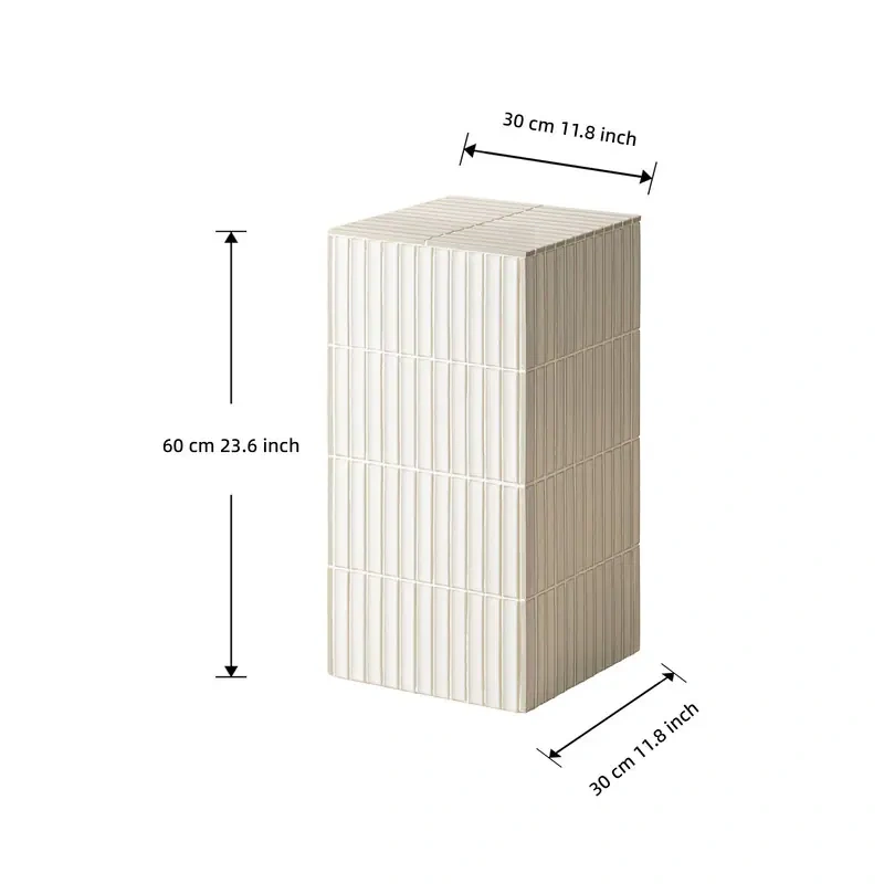 23.6" H Grid-Tiled Modern Square Accent Table