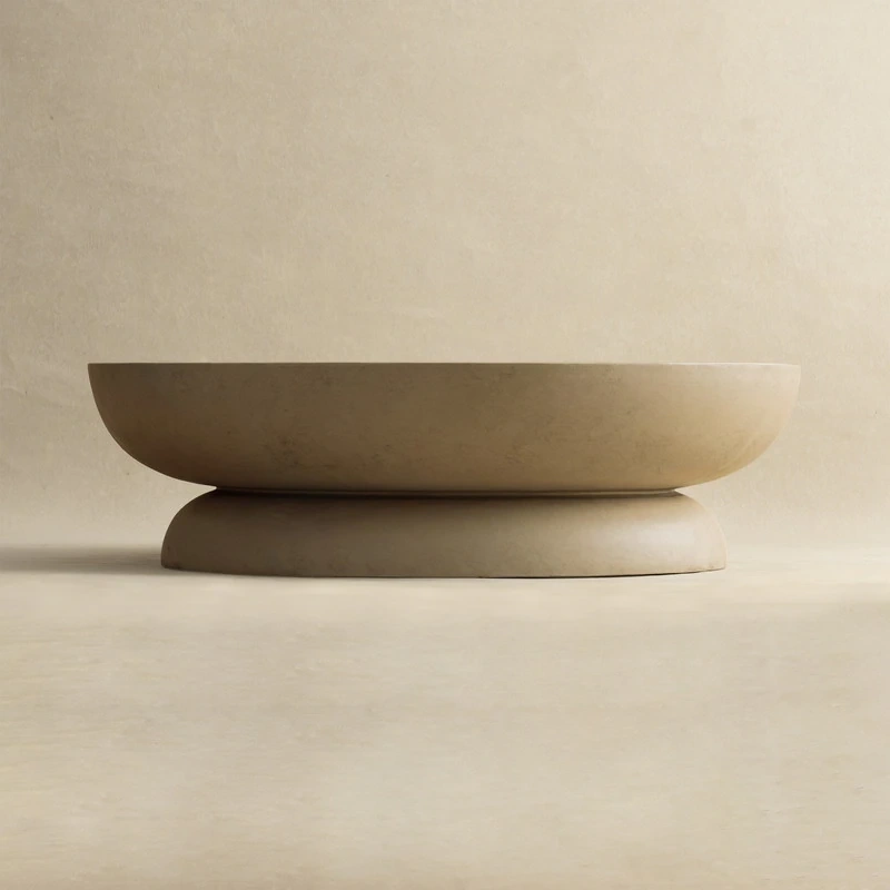 31.5" Low-Profile Round Concrete Coffee Table